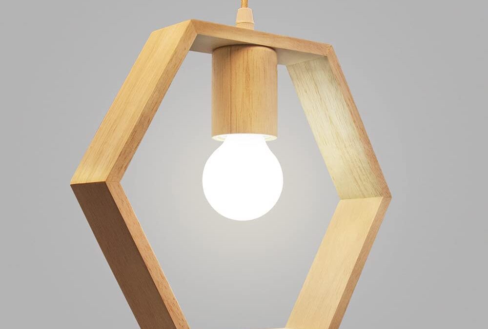 Lampara colgante de madera